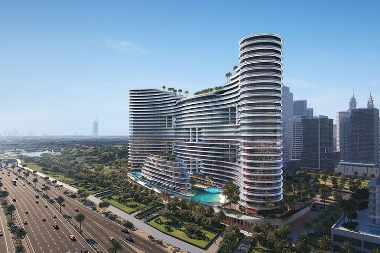 Avant-garde architecture of Binghatti Aquarise Dubai