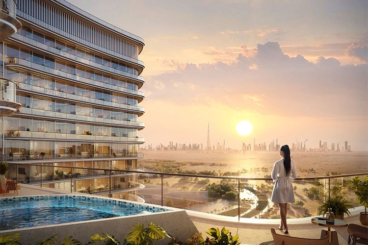 Exterior view of Binghatti Hillviews residential tower