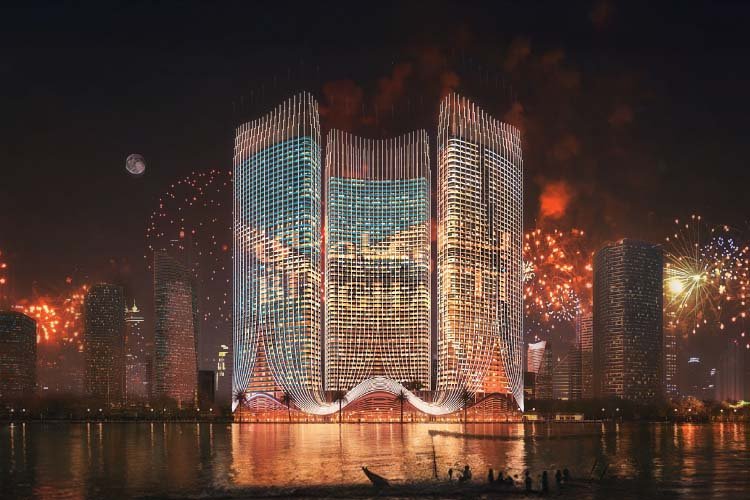 Artificial beach at Skyrise towers Dubai